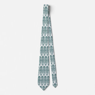 Surprised Tiki Masks - Moss Green on White Tie
