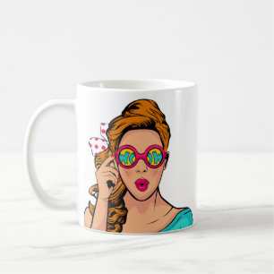 Surprised woman coffee mug