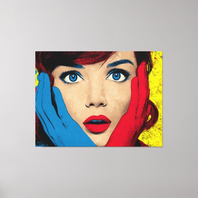 Surprised Woman in Pop Art Canvas Print (Front)