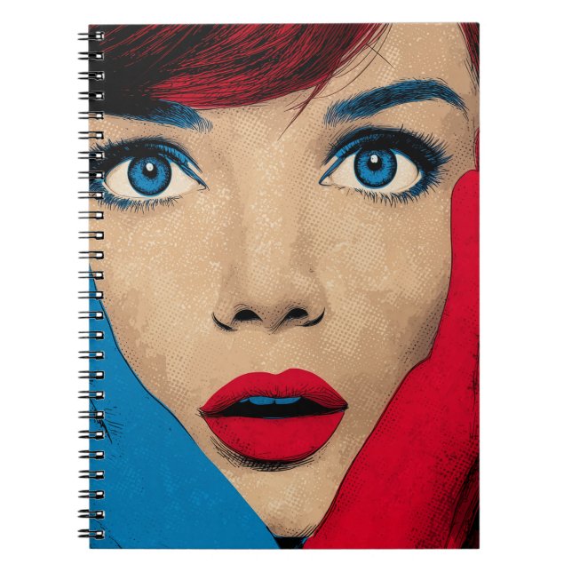 Surprised Woman in Pop Art Notebook (Front)