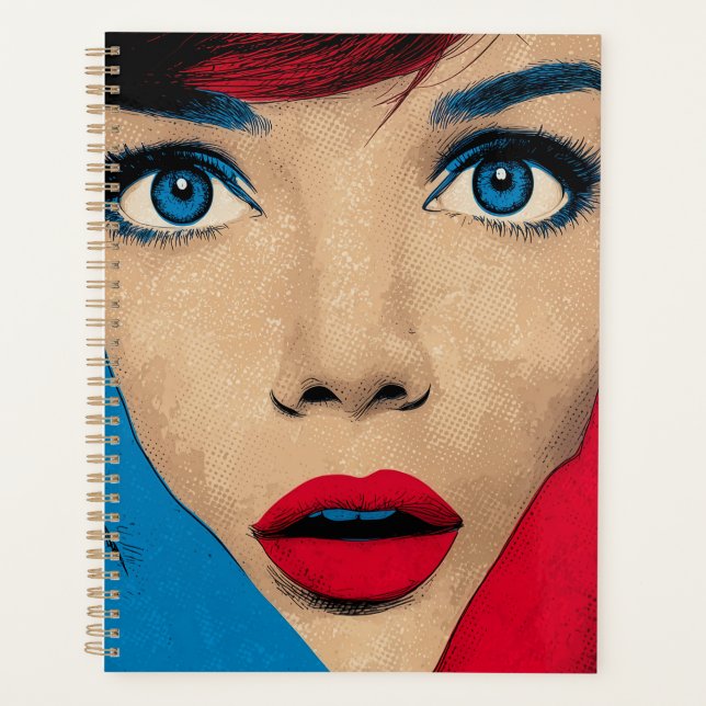Surprised Woman in Pop Art Planner (Front)