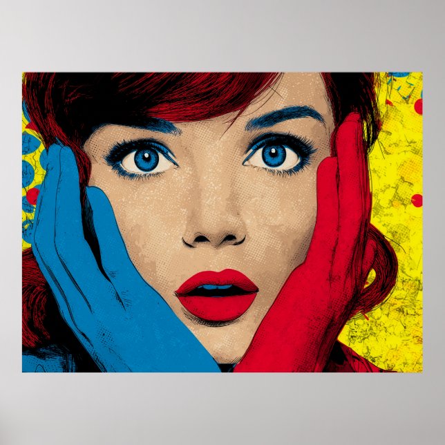 Surprised Woman in Pop Art Poster (Front)