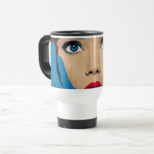 Surprised Woman in Pop Art Travel Mug