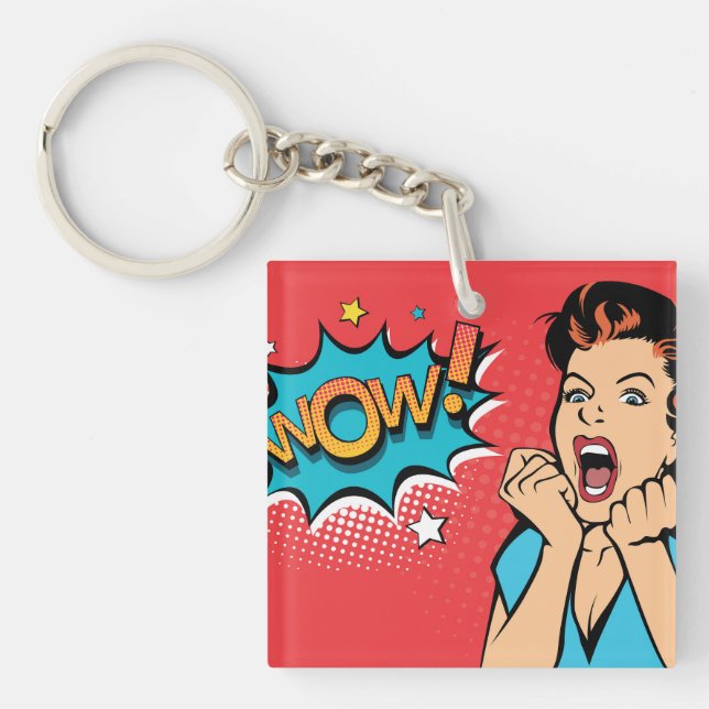 Surprised woman   key ring (Front)