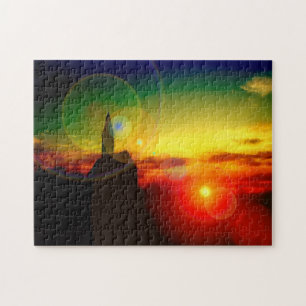 Surprising Sunset Church Image Jigsaw Puzzle