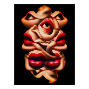 Surreal Abstract Faces Bold Expressionist  Poster