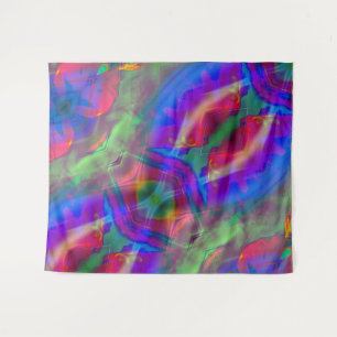Surreal Abstract Green pink blue purple Tapestry