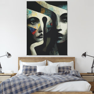 Surreal Abstract Intertwined Faces Canvas Print