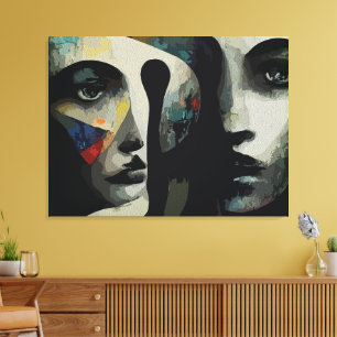 Surreal Abstract Intertwined Faces Canvas Print