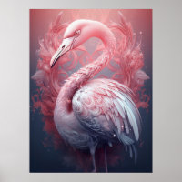 Surreal Abstract Pink Flamingo