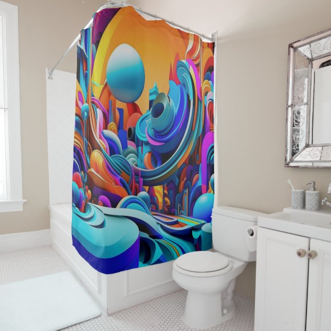 Surreal Abstract Shower Curtain (In Situ)