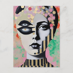 surreal abstract woman postcard