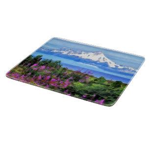 Surreal Alaskan Wilderness painting Cutting Board