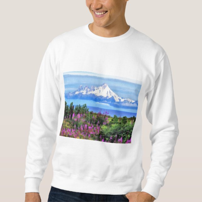 Surreal Alaskan Wilderness painting Sweatshirt (Front)