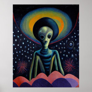 Surreal Alien in Space Art Poster