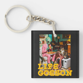 Surreal Alien Pizza Moment Key Ring