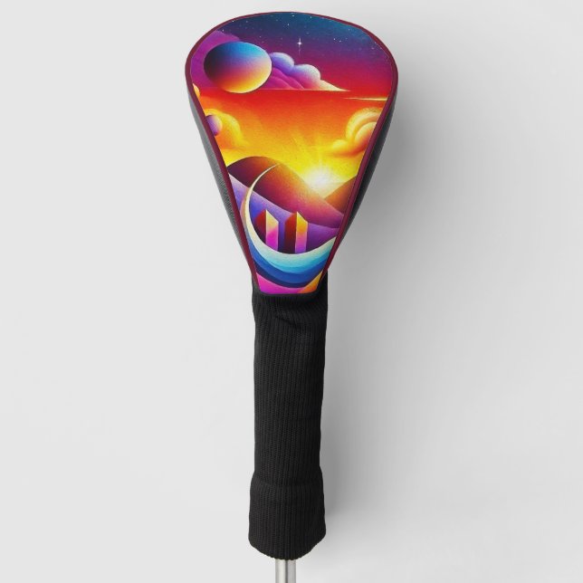 Surreal Alien Sunset Golf Head Cover (Front)