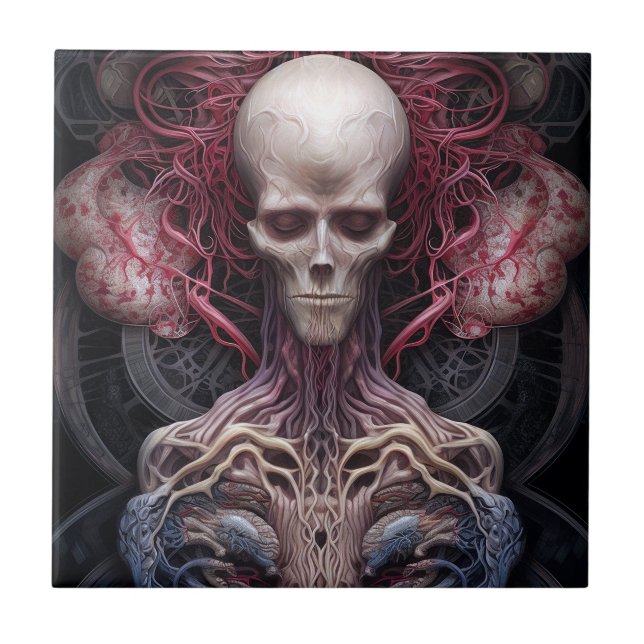 Surreal Anatomy Horror Sci-Fi Art  Tile (Front)