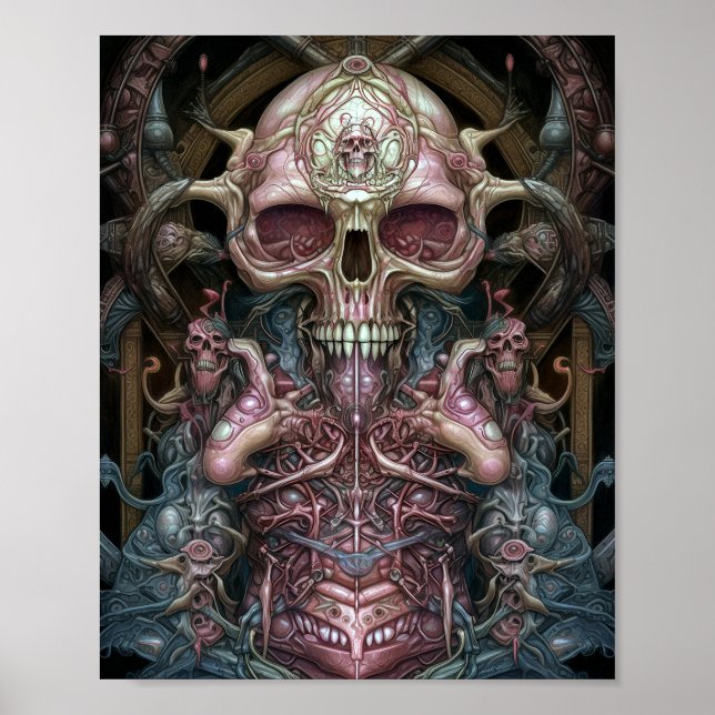 Surreal Anatomy Skull Horror Sci-Fi Art  Poster (Front)