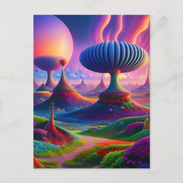Surreal and absurd landscape with strange things,  postcard (Front)