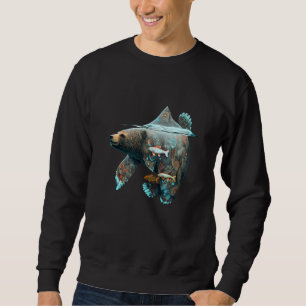 Surreal and Creative Aboriginal Bear and Salmon He Sweatshirt