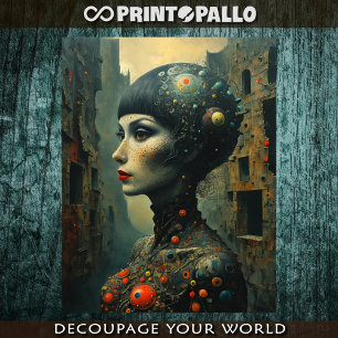 Surreal and magic woman head  tissue paper