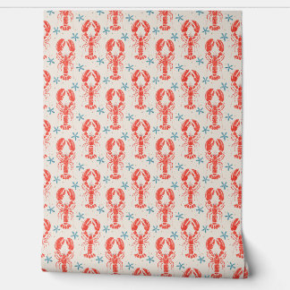 Surreal Animal Design With red Lobster Pattern. Wallpaper