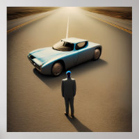 Surreal Art Abstract modern A man and his Car