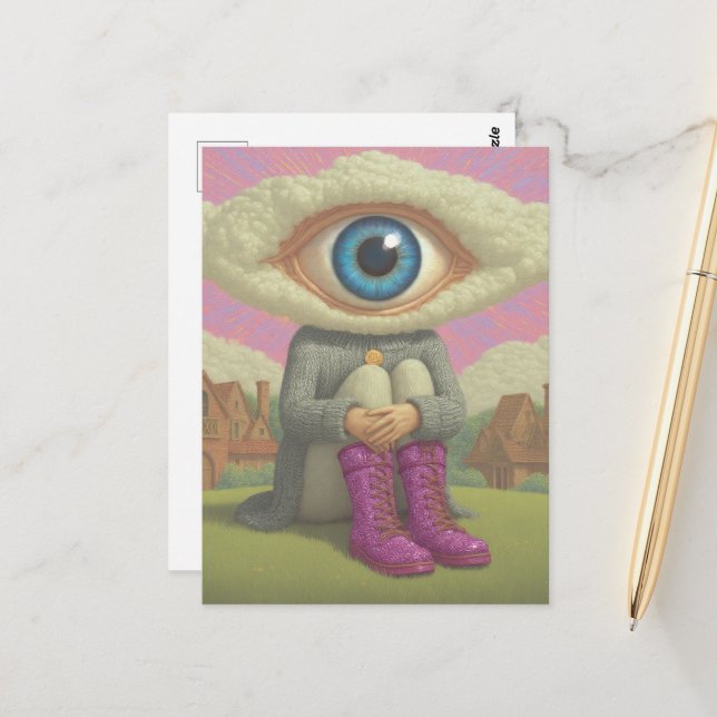 surreal art Her head in the clouds  Postcard (Front/Back In Situ)