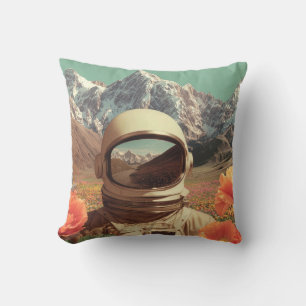 Surreal Astronaut In Flower Field Cushion