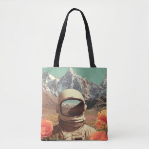 Surreal Astronaut In Flower Field Tote Bag