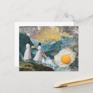 Surreal Bacon and Eggs in the Mountains Postcard