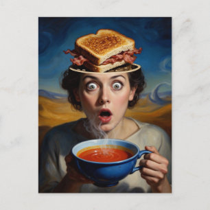 Surreal Bacon Sandwich and Soup Postcard