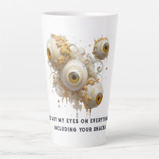 Surreal Baroque Eyeballs with Ornate Gold Latte Mug