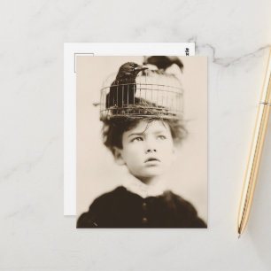 Surreal Bird Cage Hat Postcard
