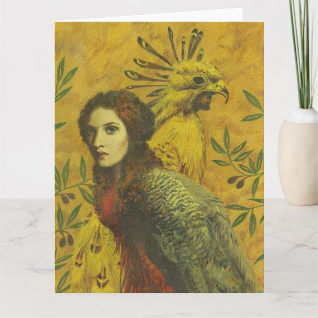 Surreal Bird Lady Large Greetings Card (Front)