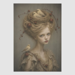 Surreal Bird Nest Girl Portrait Dreamy Nature Fa Tissue Paper