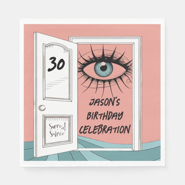 Surreal birthday, 30th surrealism soiree napkin (Front)