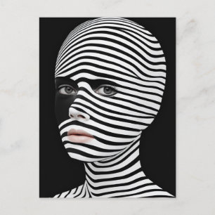Surreal Black and White Face Postcard