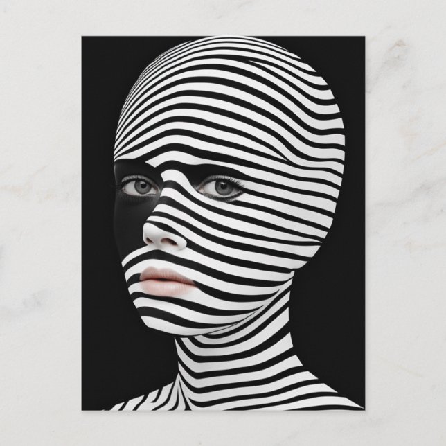 Surreal Black and White Face Postcard (Front)