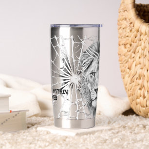 Surreal Black and White Lion Web Motivational Insulated Tumbler