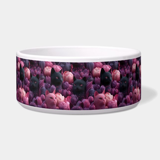 Surreal Black Cat and Pink Peony Floral Pattern (Front)