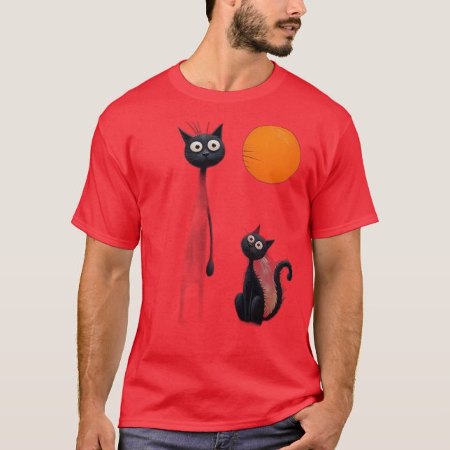 Surreal Black Cats in Dreamlike Landscape  T-Shirt (Front)