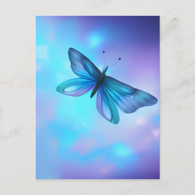 Surreal Blue & Purple Butterfly Postcard (Front)