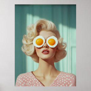 Surreal Breakfast Fashion Portrait Poster