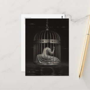 Surreal Caged Person Dark Fantasy Postcard
