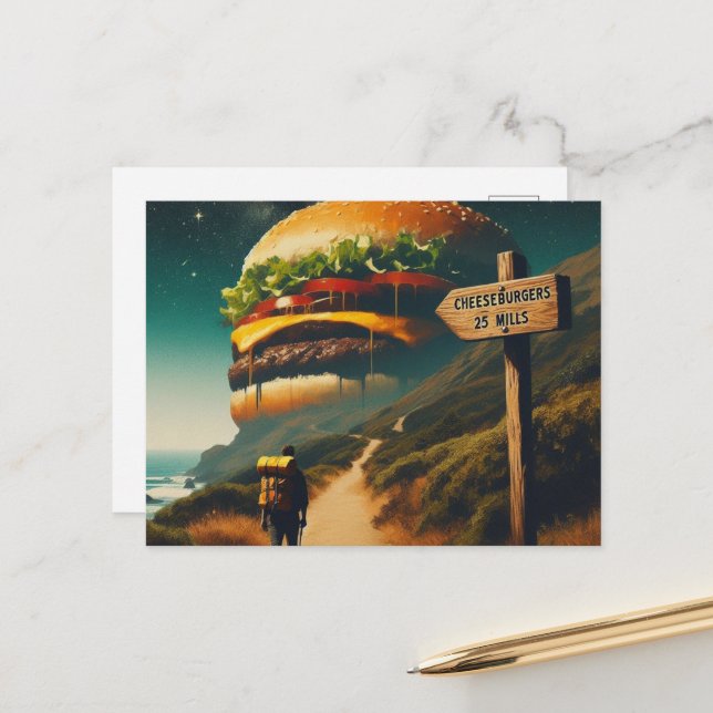 Surreal Cheeseburgers 25 Miles Away Hiking Trail Postcard (Front/Back In Situ)