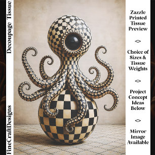 Surreal Chequerboard Octopus, Harlequin FX2R Tissue Paper