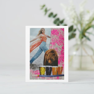 surreal collage She Chose The Bear  Postcard