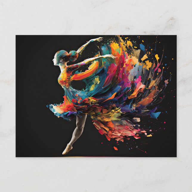 Surreal Colour Splash Ballerina Postcard (Front)